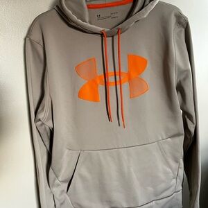 Under Armour Men's Gray Hoodie with Orange Logo